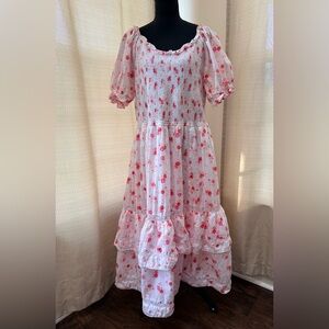 LoveShackFancy X Target Tiered Cosette Smock Puff Midi Dress Sz 1X Cottagecore